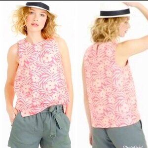 J. Crew Plumeria Floral Jacquard Blouse Pink 00